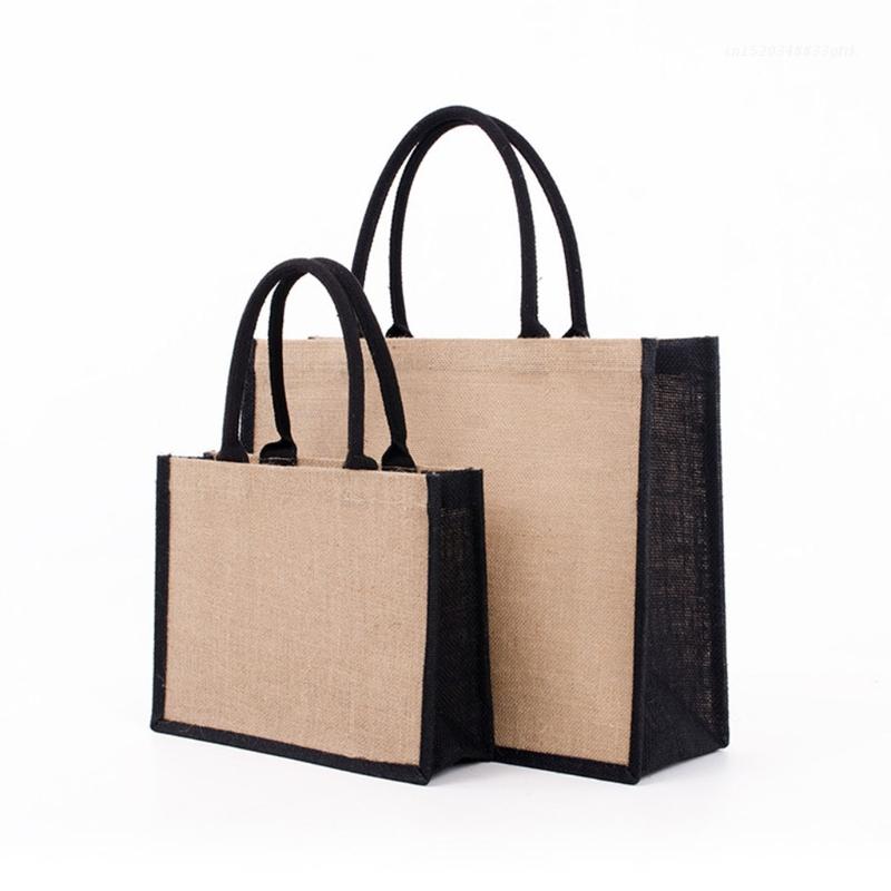 Jute Burlap Tote Bag Large Reusable Grocery Shopping Bags with Handles Bags