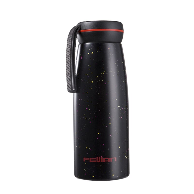 Feijian Casual Dubbelwandige Thermosfles Thermosflessen Tumbler Vrouwen 500Ml Kantoor School Wit Drinken Thee Koffie Mok japanse: black