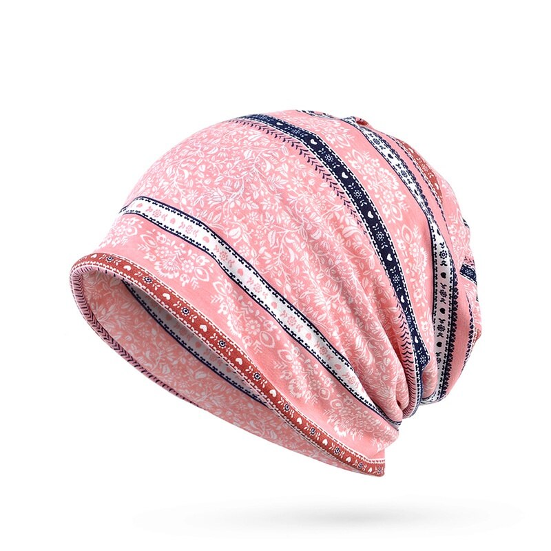 Women Beanies Cap Scarf Printed Sunshade Breathable Elastic Cotton Hat Neck Warmer Headwear Recommend: 6