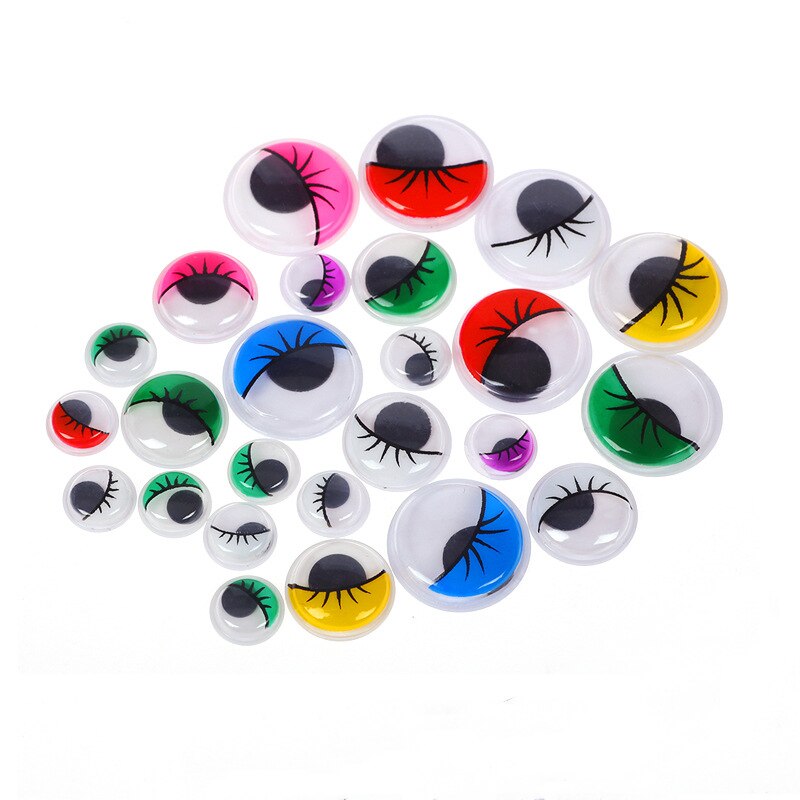 Beweegbare Zelfklevende Ogen Creatieve Hand Diy Met Wimper Kralen Bevestigd Zwart Wit Oog Klei Accessoires Kid Hand Materiaal