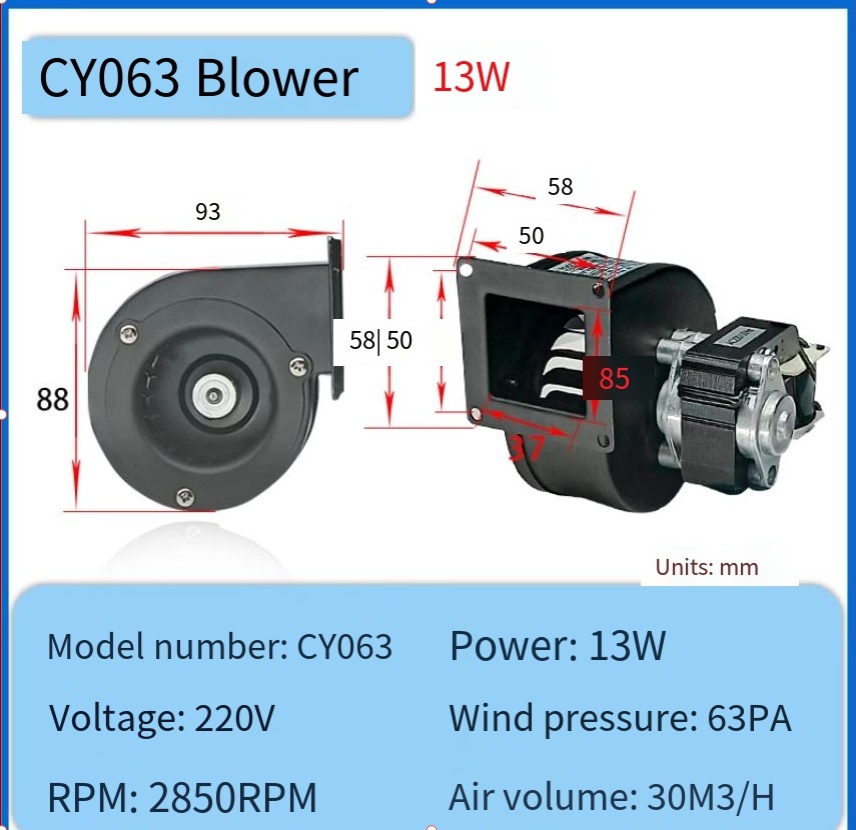 Soplador de estufa de leña de 220V, ventilador de estufa para exteriores de 13W, 20W, 40W, ventilador de estufa de poco ruido para leña/quemadores de leña/chimeneas: Oro