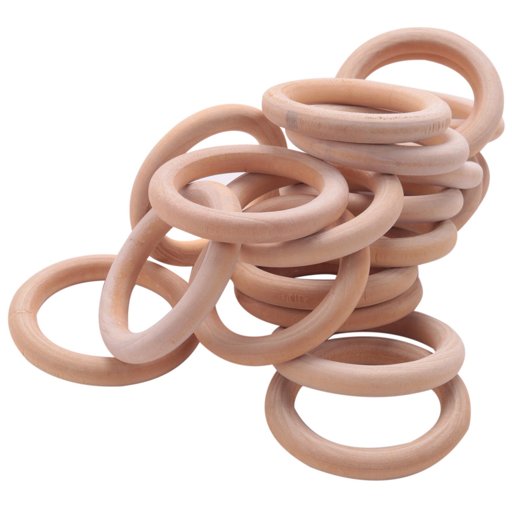 20 Pack Hout Ringen Houten Ringen Voor Craft, Ring Hanger En Connectors Sieraden Maken 70Mm