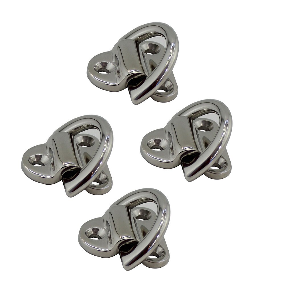 4PCS 316 Stainless Steel Folding Pad Eye Plate With Ring 6mm 8mm 10mm Heavy Duty Marine Hardware Folding Pad Eye