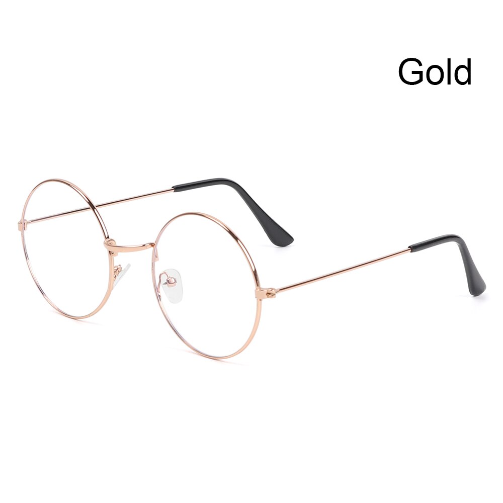 Metal anti-blue glasses retro round frame eye protection ultra light frame computer glasses game filter round glasses: Gold