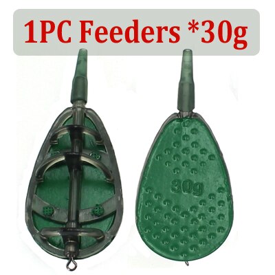 30g/40g/50g Carp Fishing In Line Method Feeders Accessories Set Quick Release Flat Method Feeder and Bait Mould for Carp Feeders: 1PCS 30g Feeders