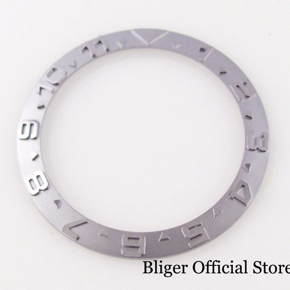 12 Hours 38mm*30.5mm Watch Bezel Insert Ceramic Alloy Steel Ring Slope Rose Gold Black Coffee Blue Green fit GMT SUB NH35A Watch: steel grey