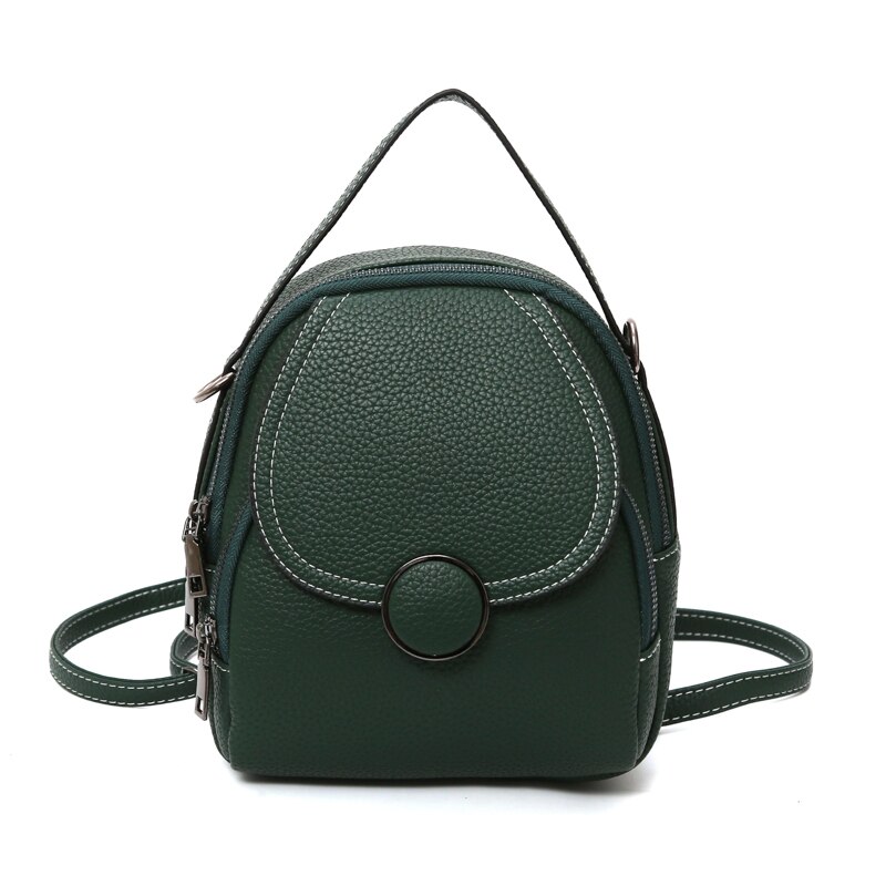 Nova alta qualidade mochila de couro para mulheres multi-função mochilas senhoras bolsa de ombro menina mini escola mochila feminina: Green