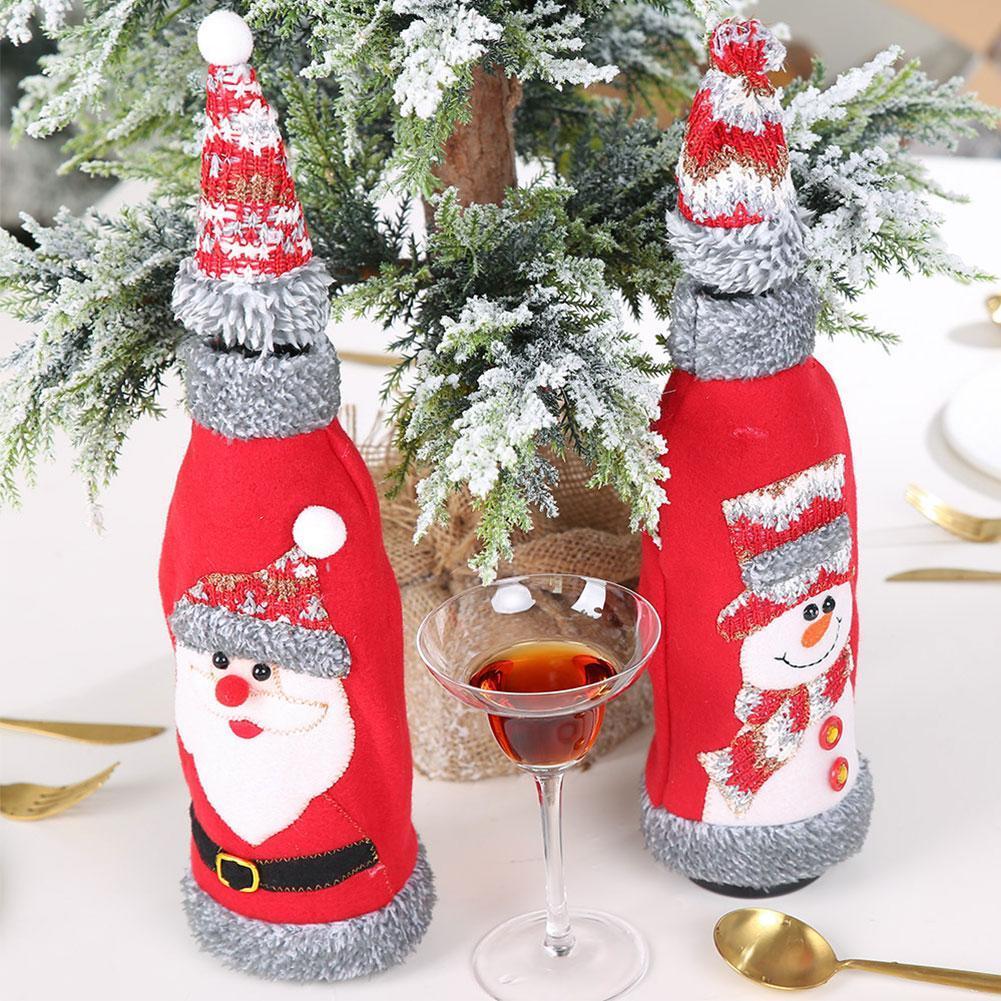 1Pc Fles Covers Kerst Rode Wijn Fles Cover Christmas Merry Xmas Covers Verpakking Fles Set Tafel Fles Wijn Decora f9Z0
