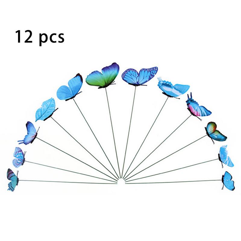 12Stck Simulation Schmetterling Stange Blumentopf Vase Gartenarbeit Bonsai Bonsai Für drinnen Garten GrüNe Pflanze Dekoration: Blau