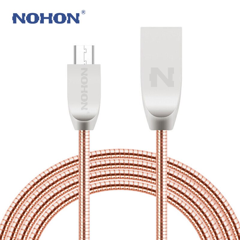 Nohon micro usb kabel hurtig oplader datakabel til samsung xiaomi lenovo lg nokia sony android telefon kabel ledning: Lyserød
