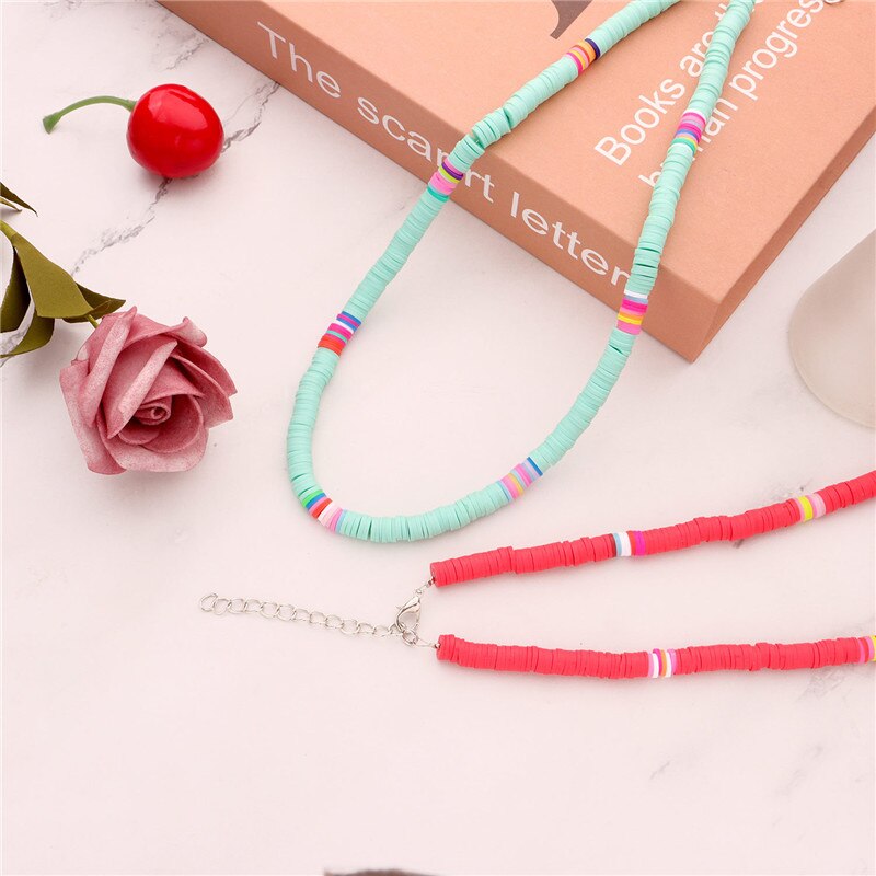 Bright Leisure style Color Soft Pottery Necklace, Women'sCcolor,Fashionable and Geometric Modeling