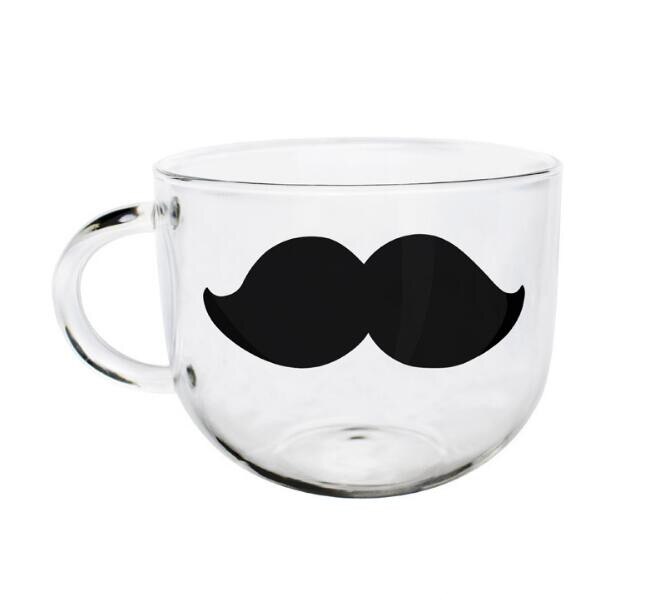 550ml Funny Cat Glass Mug Coffee Milk Cups Breakfast Handle Cup Novelty: Beard