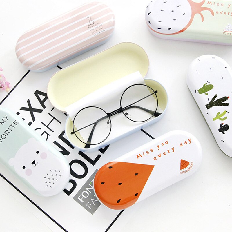 1PCS Top-grade Cartoon Metal Spectacle Cases for Eyeglasses Portable Rectangle Glasses Box Bag Eyewear Protector