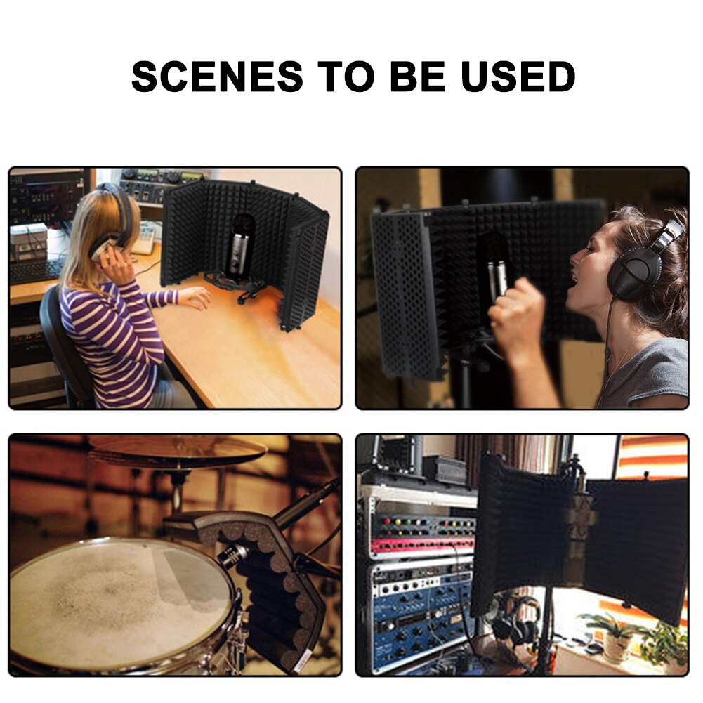 Folding Recording Studio Microphone Windshield Insulation Cover Adjustable Sound Noise Wind Screen