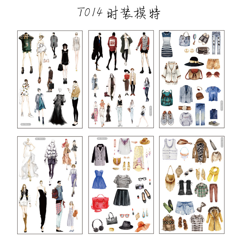 Pegatinas de papel Washi Kawaii para diario, suministros de papelería decorativos para cuaderno, álbum de recortes, 6 hojas: 14