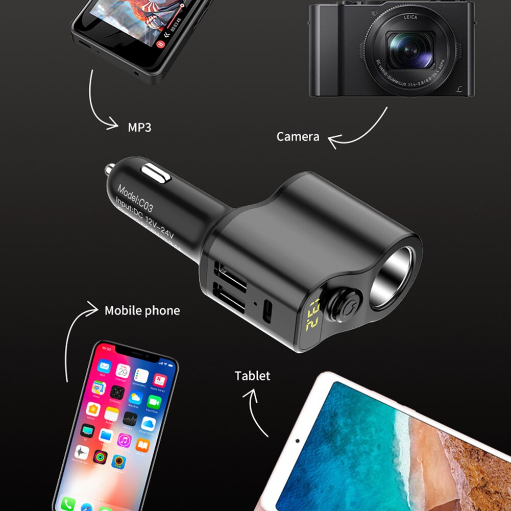 3.1A USB Car Fast Charger for 12V-24V Cars Dual USB Mobile Phone Charger Power Outlet with Digital Display Car Accessories