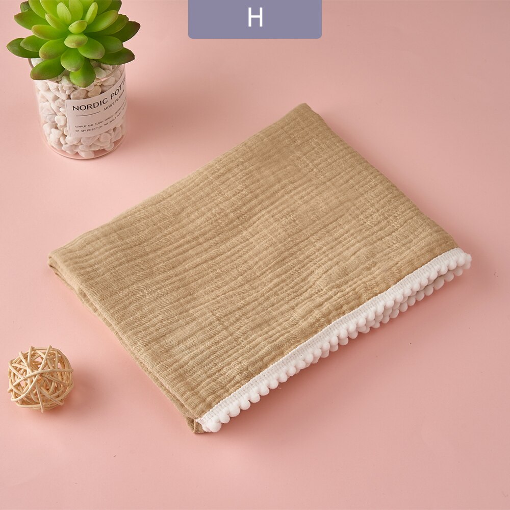 Elinfantile 1 pièces 100% coton 80*65 Cm bébé boule gland couverture garçons et filles coton gaze serviette de bain bébé lange d'emmaillotage serviette: H-baby bath towel