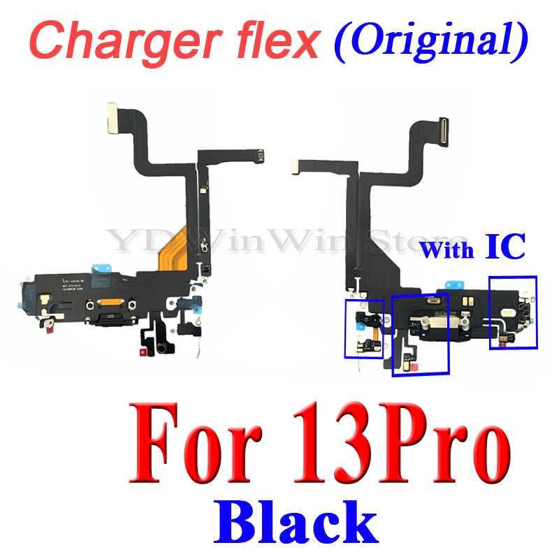 Dock Connector Charger Port Flex Cable For iPhone 13 Pro Max 13 mini USB Charging With Microphone IC Ribbon Replacement: Yellow