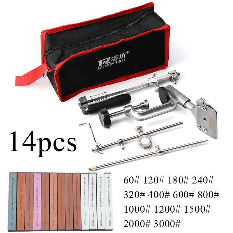 RUIXIN pro coltello rotante a 360 gradi affilacoltelli multifunzione ad angolo fisso impostato di pietra per affilare i diamanti: 14pezzi