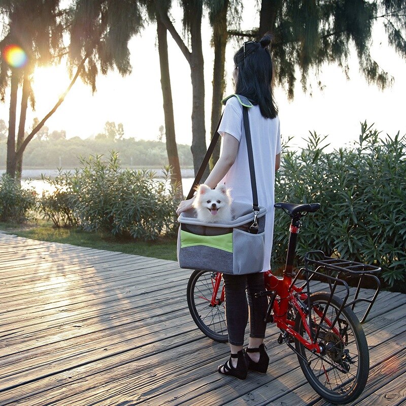 Bicycle Pet Carrier Dog Bike Front Carrier with Small Pockets Bicycle Handlebar Small Pet Carrier with Shoulder Strap