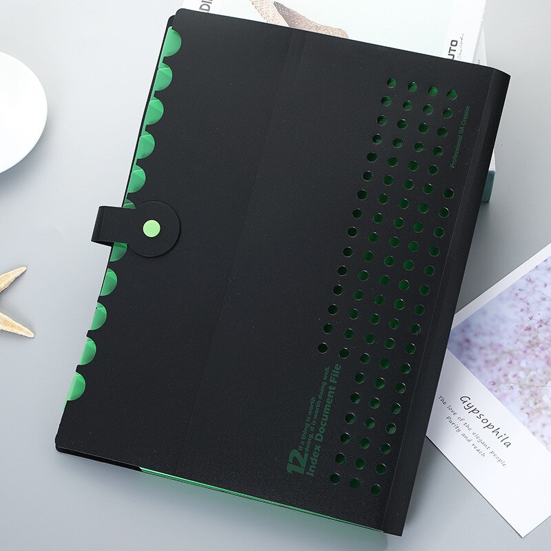 Waterproof A4 File folders13 pockets Expanding file Document Bag Pouch Bill Folder Holder Organizer file holder file organizer: Green