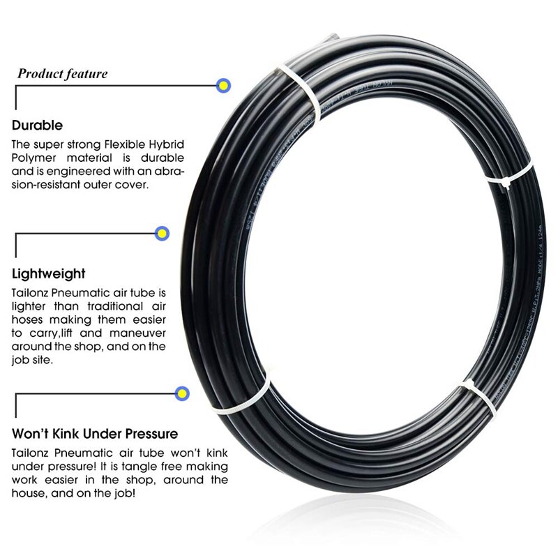 Botique -10m 1/4 tommer pe-rør indre diameter 4mm ydre diameter 6.35mm havevandingsslange til lavtryk