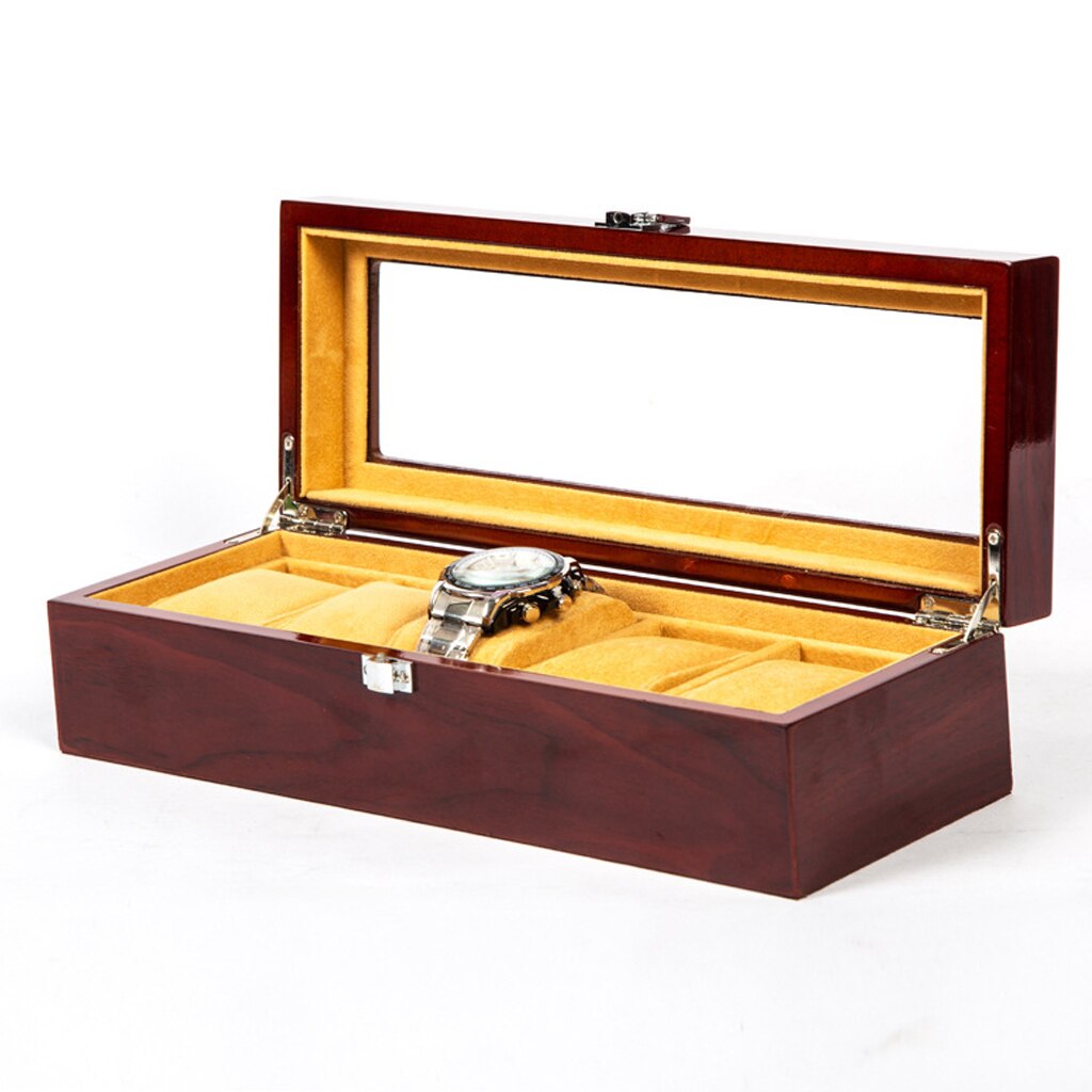 3/5/6 Schlüssel Holz Uhr Vitrine Glas oben Schmuck Sammlung Lagerung Kasten