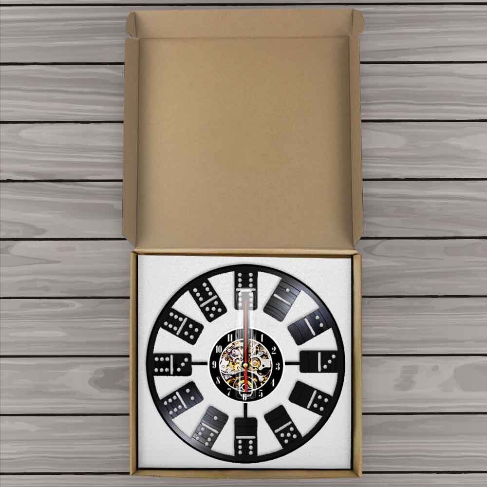 Classic Dominoes LED Wall Light Bedside Night Light Lamp Chess Game Entertainment Blocks Watch Made Of Real Vinyl Record
