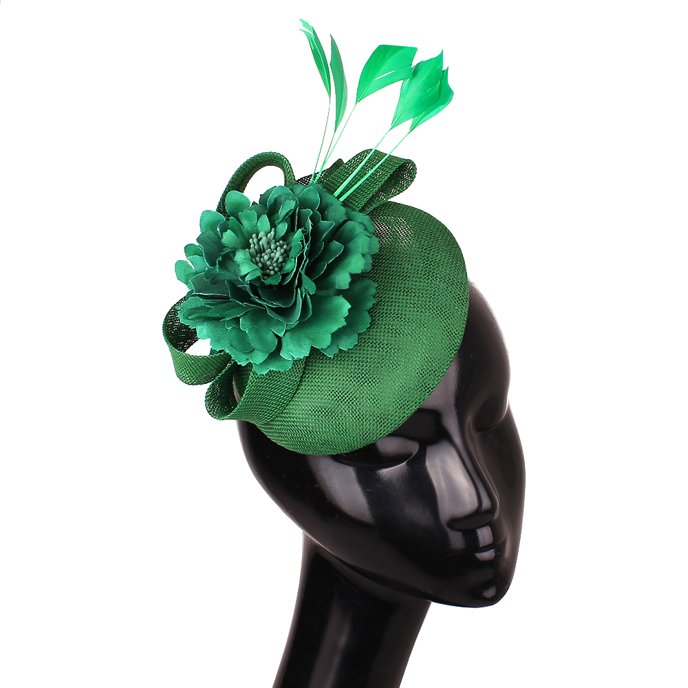Elegante Damesmode Haar Bruiloft Fascinator Hoed Hoofdband Chique Hoofddeksels Met Hoofdband Fancy Mesh Formele Chapeau Cap: green