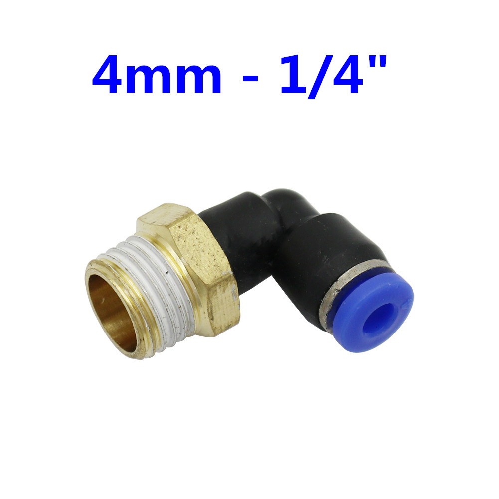 Conector de tubo neumático de aire, 10mm, 8mm, 6mm, 4mm, 12mm, OD, manguera de 1/8 &quot;, 1/4&quot;, 3/8 &quot;, 1/2&quot;, rosca macho, conectores en forma de L, accesorios de tubería: 4mm - 1I4 inch