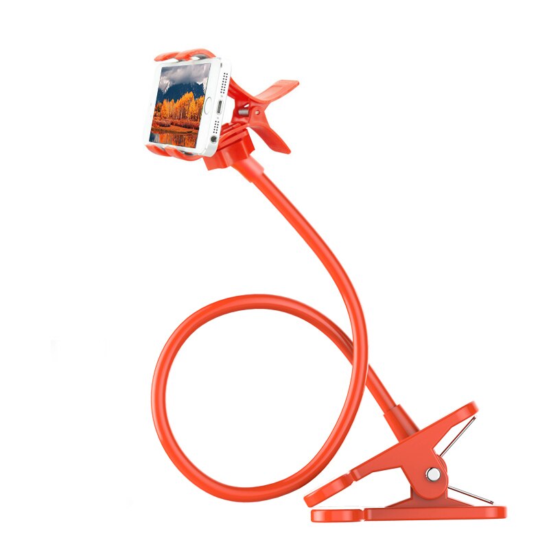 Universal 360 Rotating Flexible Arm Phone Holder Desktop Bed Lazy Tablet Clip Bracket Mobile Stand Support For iPhone Samsung: Red