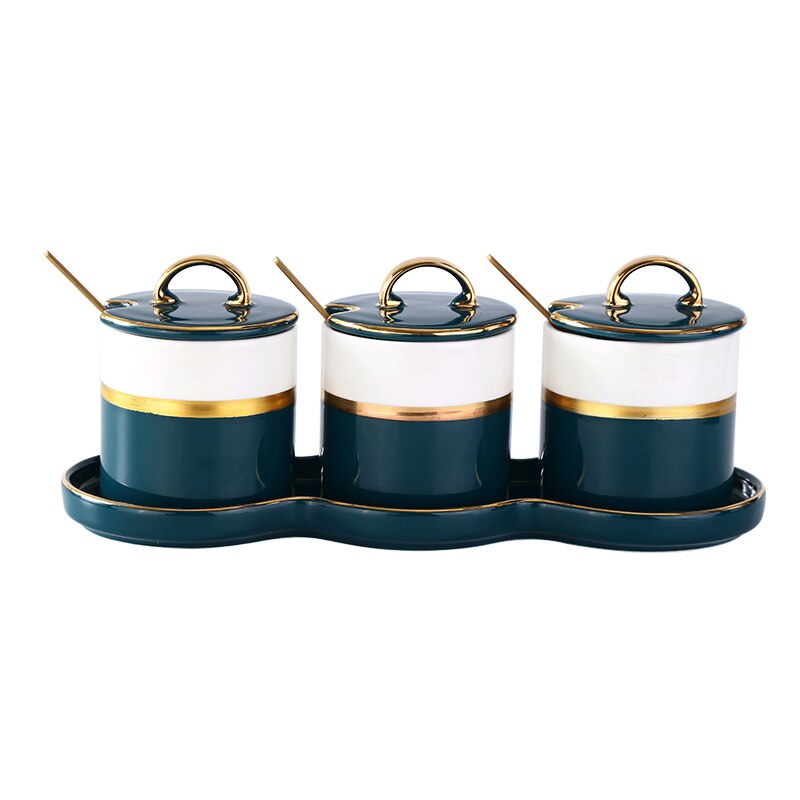 Japansk luksus keramikk krydder krukke sett salt / pepper / sukker lagring krukke ensfarget hjem kjøkken krydder verktøy