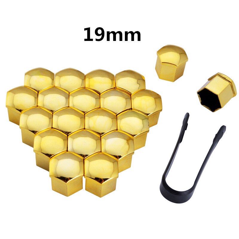 Car Wheel Nut Cap tire Hub Screw Cover 17/19/21 Bolt Protector for Ford C-MAX Flex B-MAX Atlas Five FG F-350 F-250 E-Series: gold-19mm