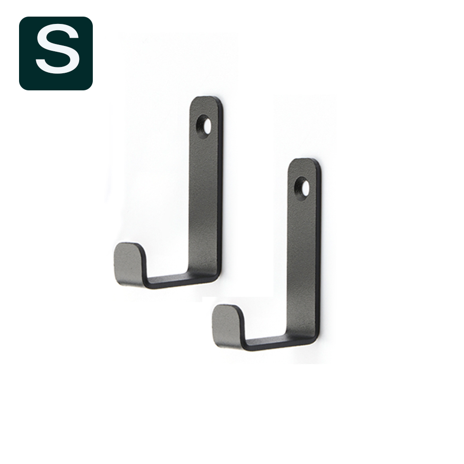 Ganchos de acero inoxidable para colgar ropa, perchero montado en la pared, resistente, acabado negro mate, 4 piezas: Negro