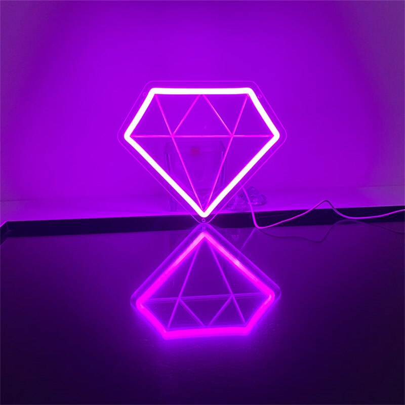 Ineonlife – lumière néon LED en diamant, panneau mural suspendu pour maison, mariage, fête d&#39;anniversaire, saint-valentin, Bar, décor de salle, lumineux