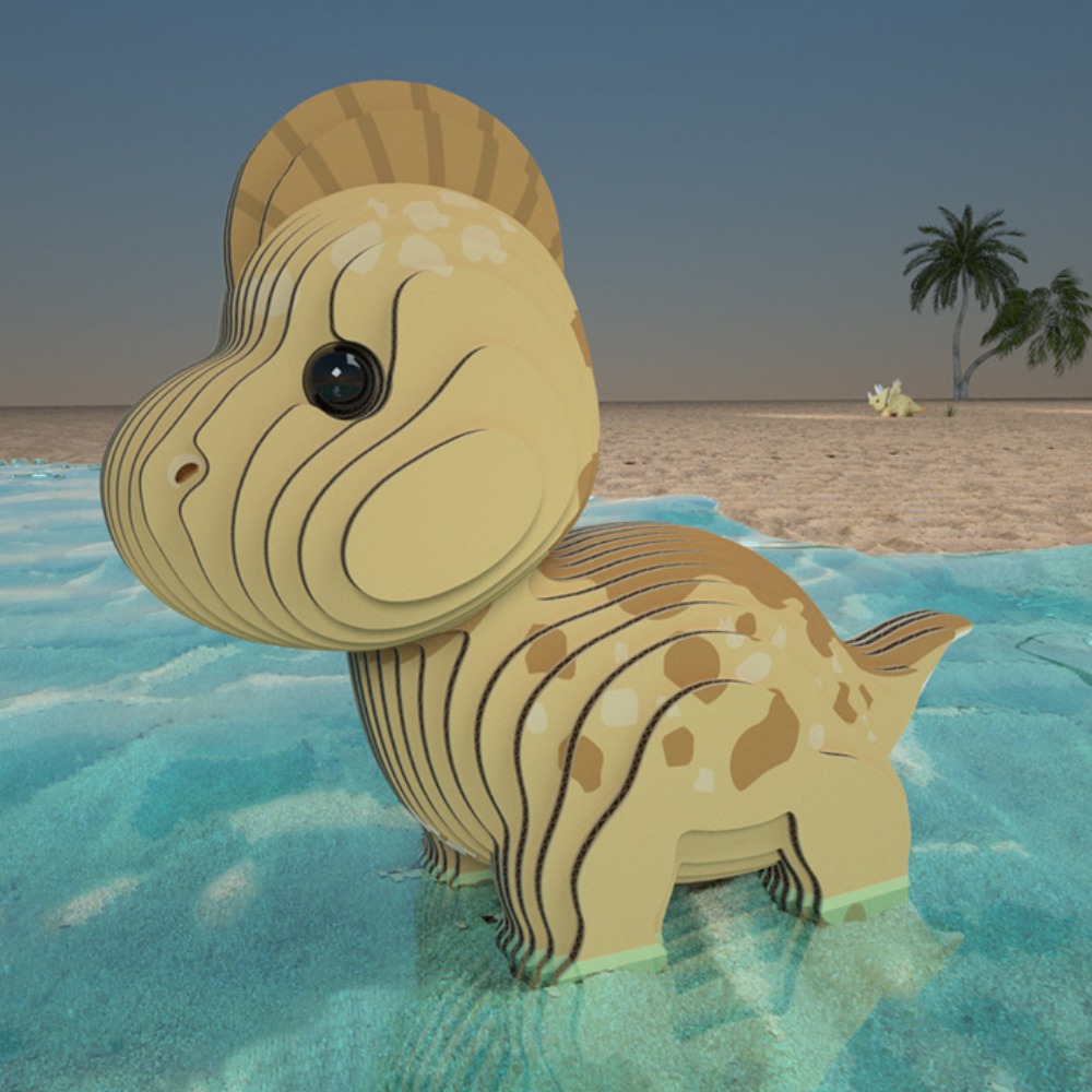 Dinosauro 3D Cartone Dinosauro Puzzle Montessori Assemblaggio Dinosauro Puzzle di carta 3D Modello animale di carta tridimensionale: Grigio