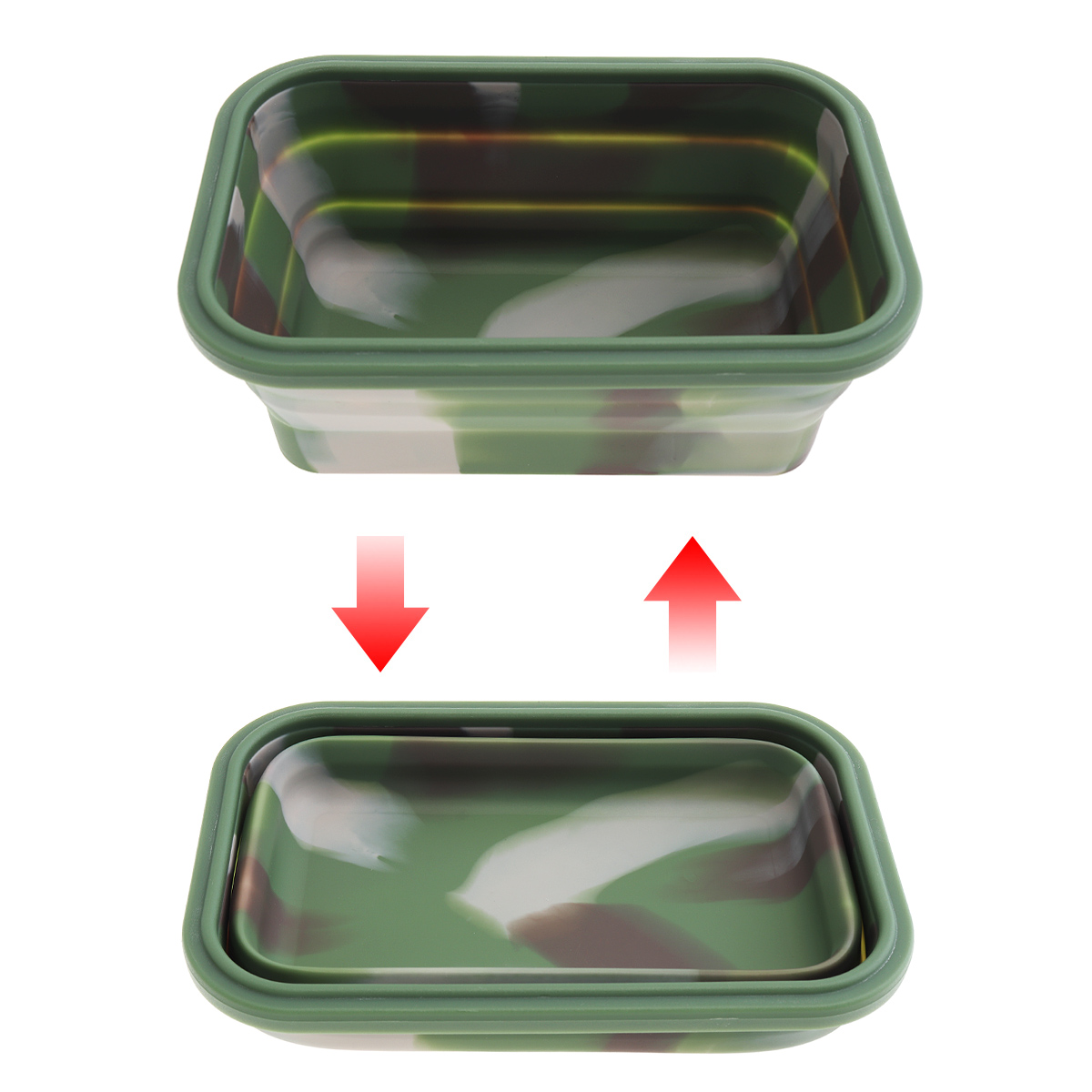 350ml 500ml 800ml 1200ml madkasse camouflage bærbar rektangel silikone foldbar madkasse bento kasse til  - 40c - 230 celsius