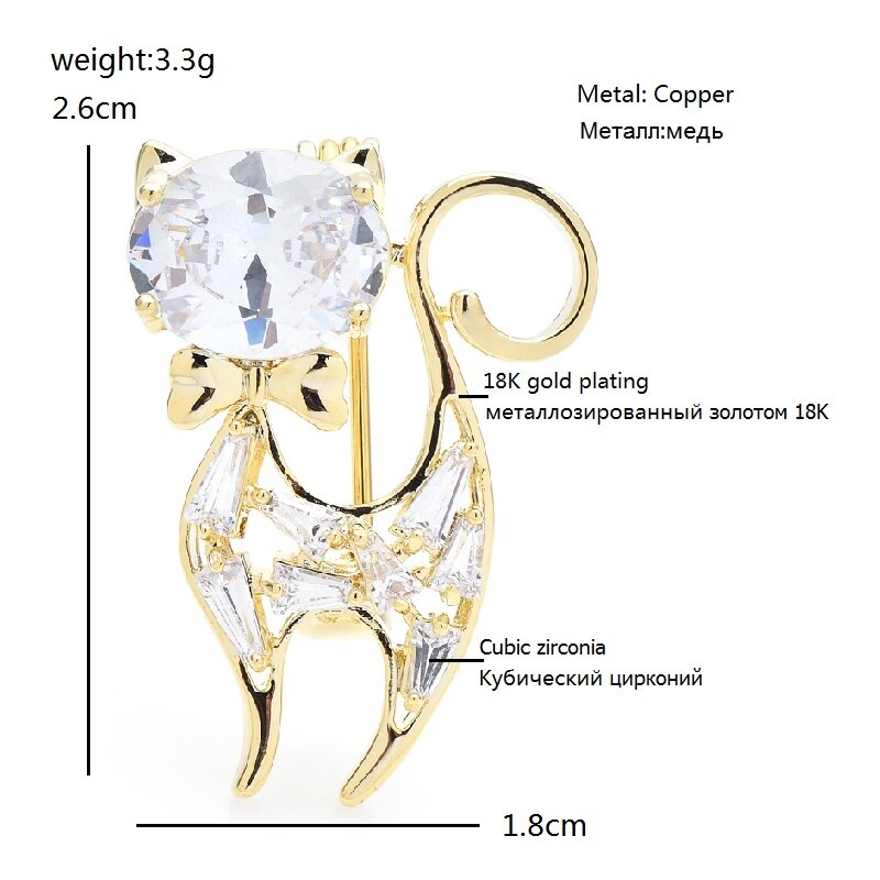 Wuli &amp; baby – broche chat en cristal pour femme et homme, accessoire de , Animal, fête, bureau,