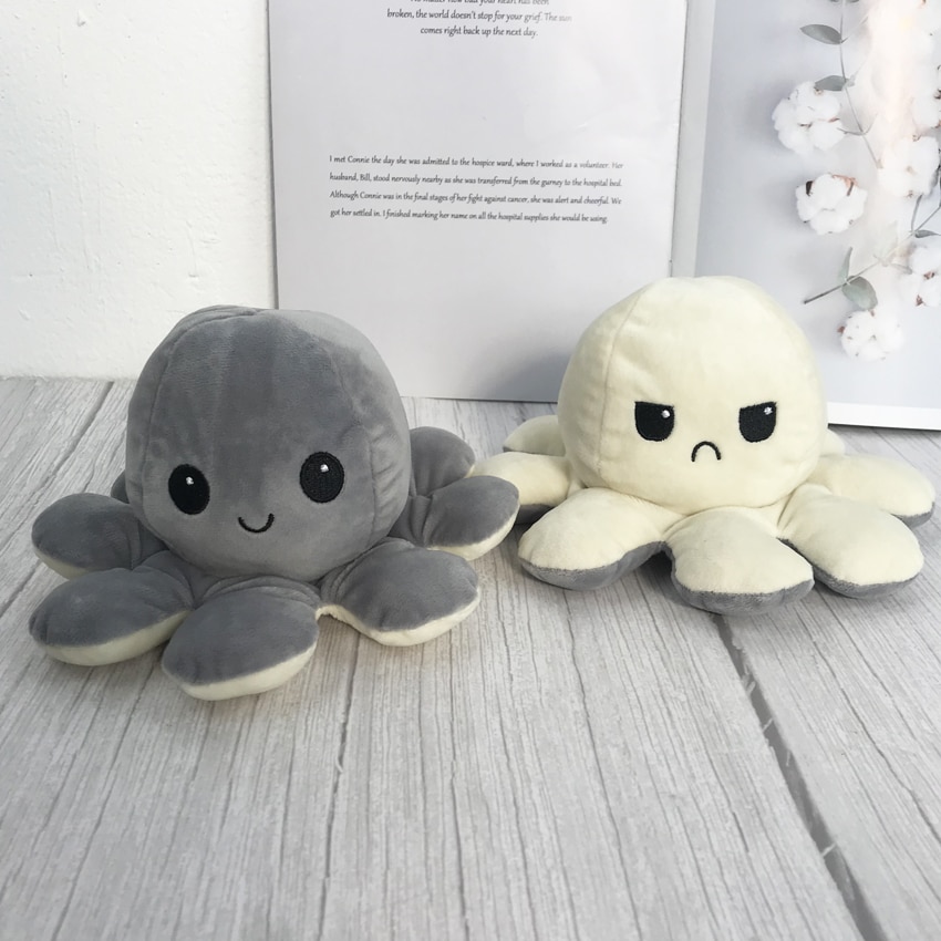 Flip Octopu Stuffed Plush Doll Different Sides To Show Different Moods Soft Simulation Reversible Plush Toy For Children