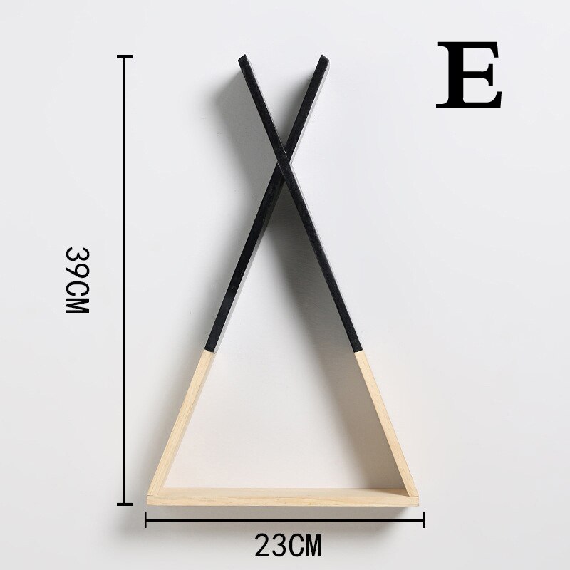 Estantería triangular de madera de estilo nórdico, colores bonitos estante de pared, estantería de almacenamiento de libros Trigon para el hogar, habitación de bebé, decoración DIY: Black