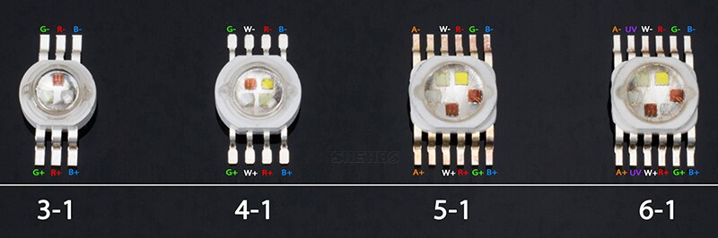 4 unids/lote LED RGBWA 5in1 para iluminación LED RGBWA Chips LED rojo/verde/azul/blanco/Abmer SHEHDS