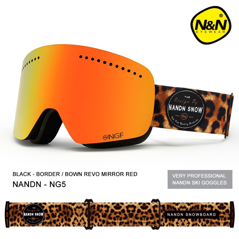 Nuovo stile inverno donna occhiali da sci doppio UV400 antiappannamento maschera da sci grande occhiali da sci uomo occhiali da neve occhiali da snowboard: NG5 Black Red