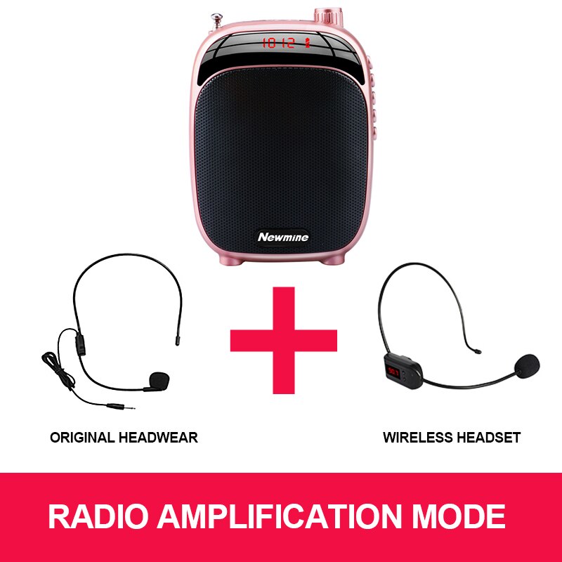 Bærbar megafon højttaler stemmeforstærker trådløs megafon med mikrofon sort / lyserød / rød radio til udendørs undervisningskonference: Bundt 2 lyserød