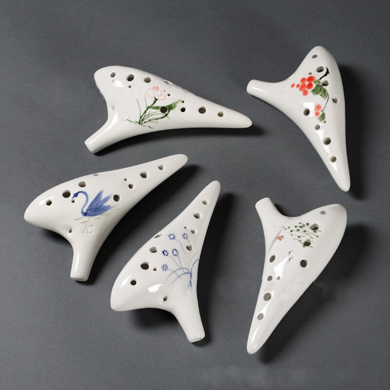 12 agujeros Alto C Ocarina pintado a mano instrumento Musical para de principiante Ocarinas accesorios de música 5 colores