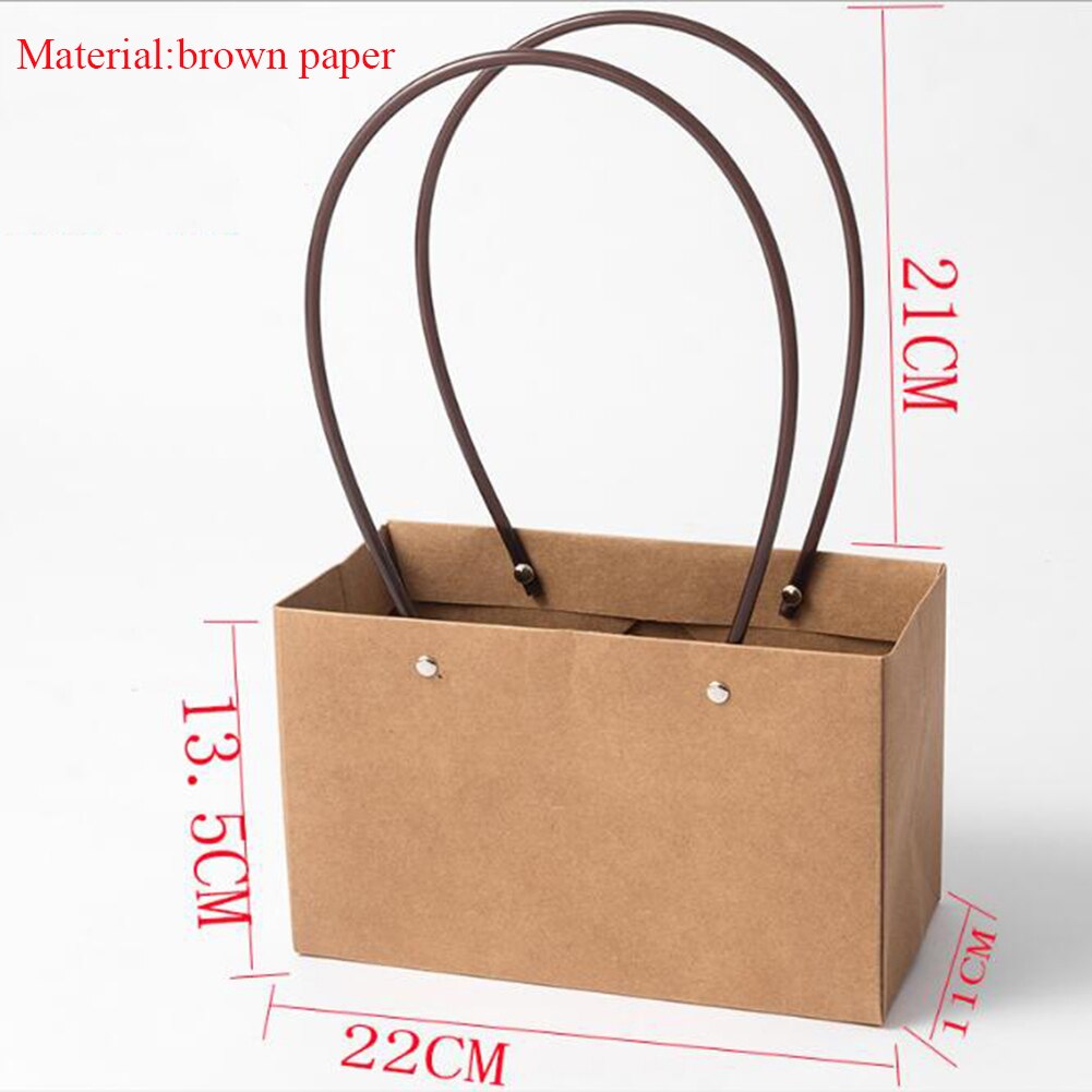Portable Flower Basket Useful Round Florist Box Convenient Plant Boxes Multifunction Fleur Bouquet Baskets Durability Flower Box: Brown