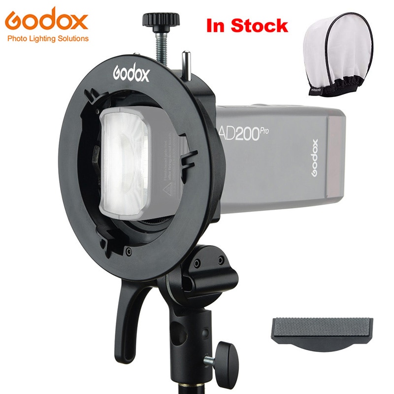 Godox S2 Speedlite S-Type Bracket Bowens Mount Houder Voor Godox V1 AD200Pro AD400Pro AD200 V860II TT685 TT600 TT350 tilt Controle