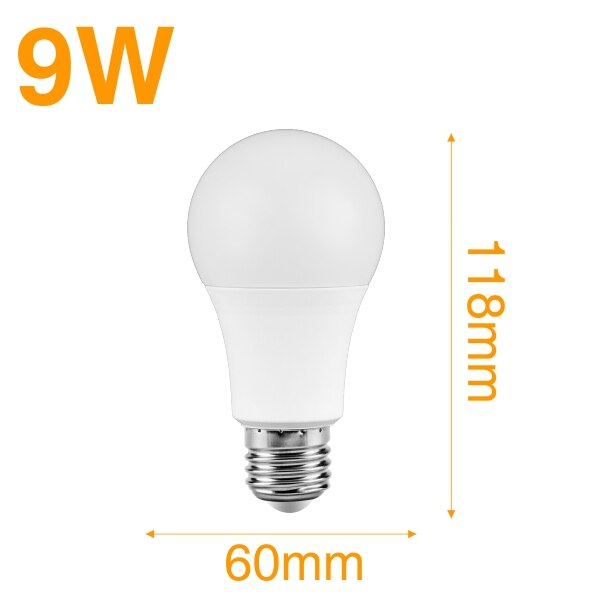 Capteur de lumière à ampoule blanche pour ampoules d'éclairage d'intérieur, capteur sonore E27 LED, LED, 7/9W, 12W, 110/220V: 9W White