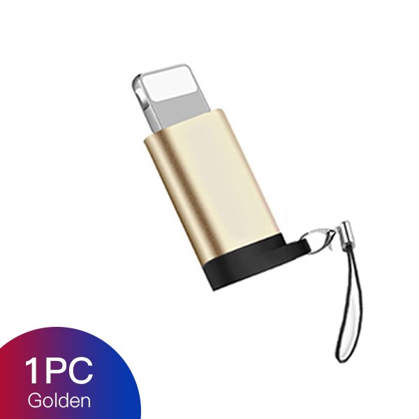 ! Accezz Micro Verlichting Usb Adapter Voor Iphone X Xr Xs Max 8 7 6S 6 Plus Met Sleutel keten Sync Data Otg Opladen 8 Pin Converter: 1PC Gold