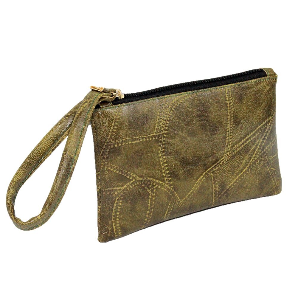 Lralra patchwork heren dames portemonnees pu leren tas rits clutch portemonnee telefoonhouder polsbandje draagbare handtas feest winkelen: Groente