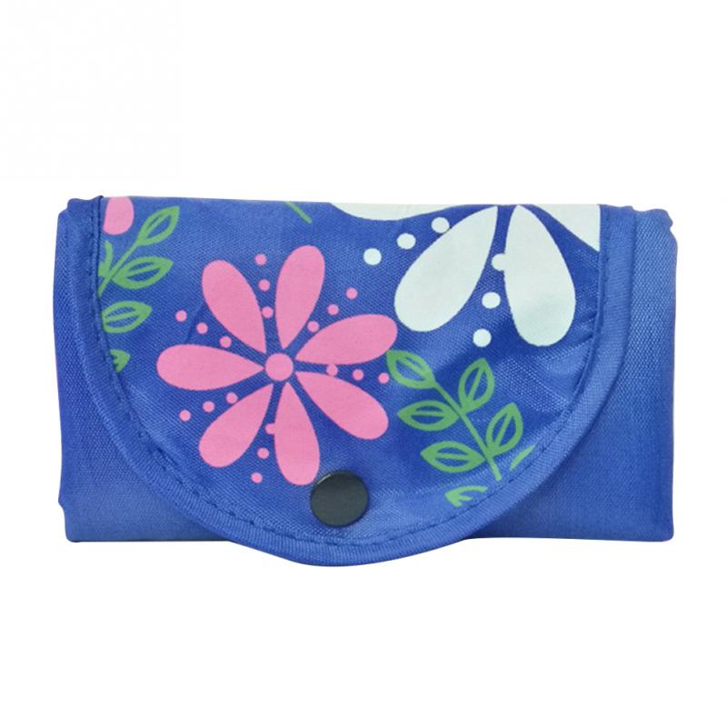 Sac à provisions d'impression de fleur pliant le sac à main réutilisable portatif de tissu d'oxford réutilisent les sacs d'épicerie d'organisation à la maison: Bleu